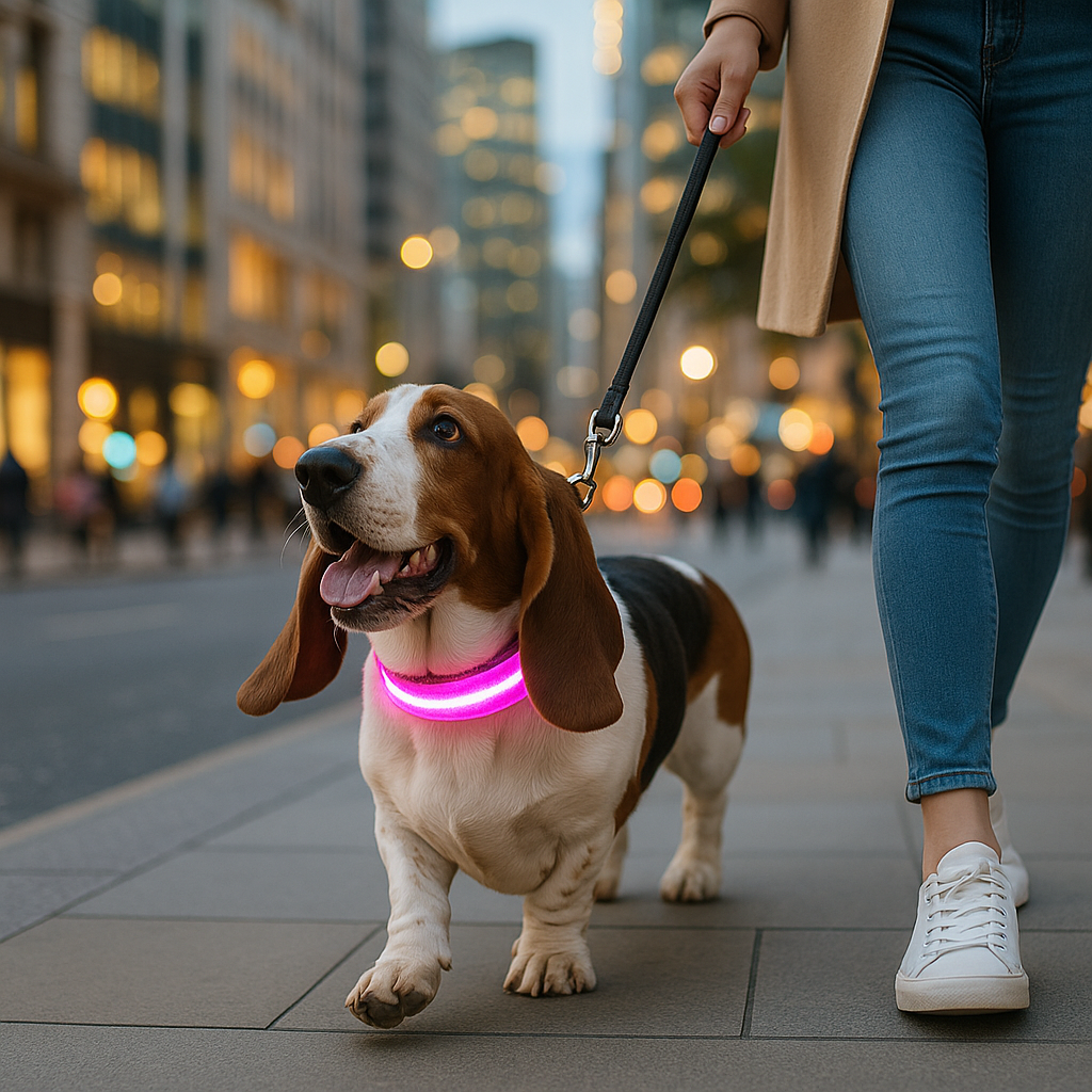 Colliers lumineux pour chiens fluorescents rose