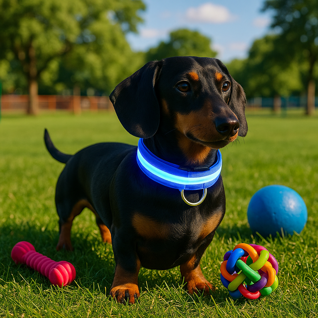Colliers lumineux pour chiens fluorescents teckel