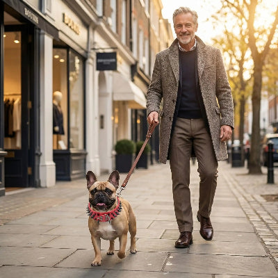 collier a pointe cuir robuste rouge marche maitre