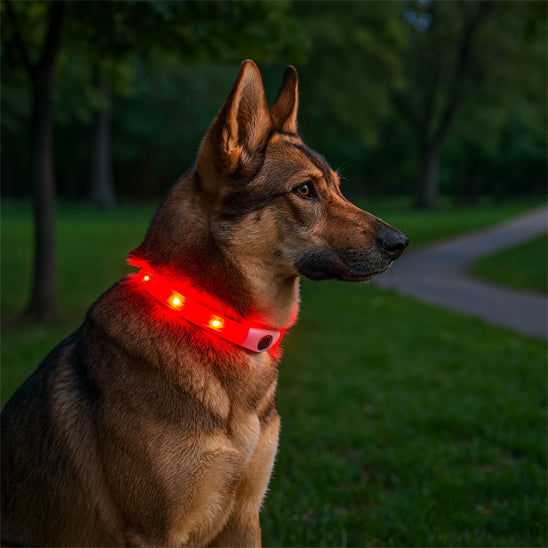 collier lumineux chien clairenet rouge parc