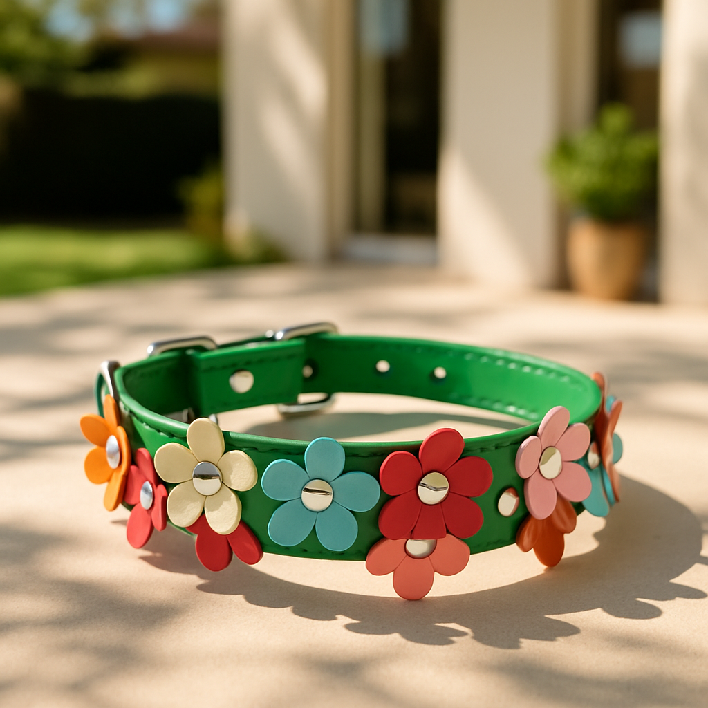 collier pour chien coudans vert maison soleil