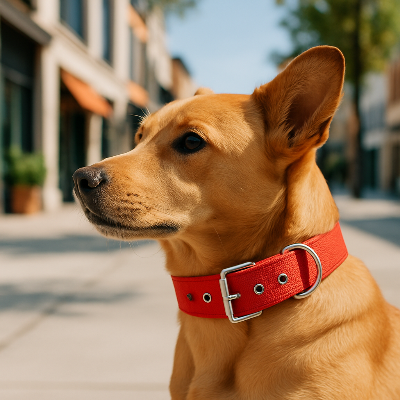 collier pour chien rouge rue