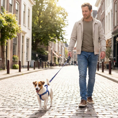 harnais chien sécurité et confort optimal petit chien balade maitre a côté