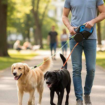 Laisse double pour Chien bleu balade maitre parc