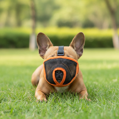 muselière bouledogue français doux et ajustable orange