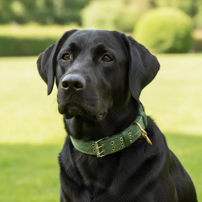 Collier pour chien militaire tactical pro vert chien noir assis
