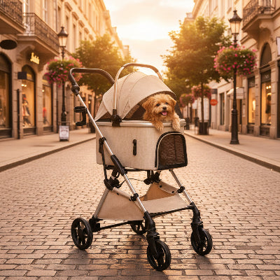Poussettes pour chiens au centre ville