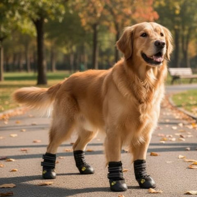 Chaussure pour Chien noir au parc fiere au chaud