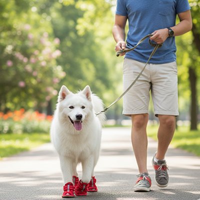 Chaussures  pour chiens rouge marche avec maitre