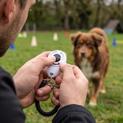 Clicker chien blanc entraînement 