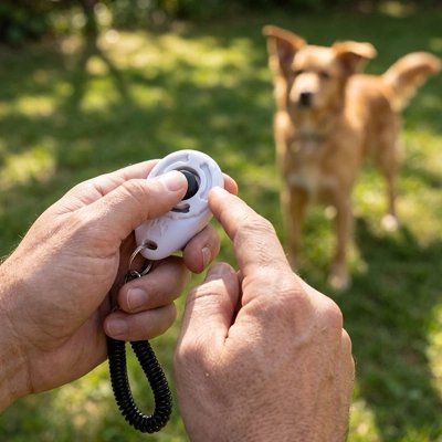 Clicker chien blanc