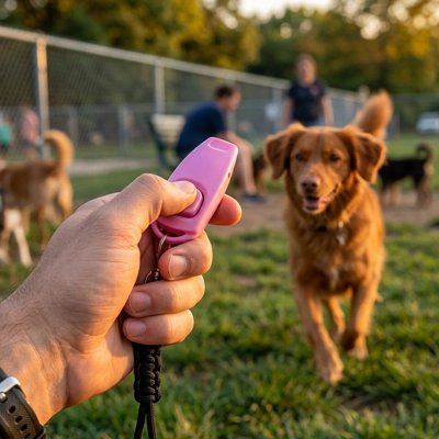 Clicker chien rose