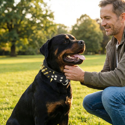 collier a pointe cuir protecteur noir au parc maitre