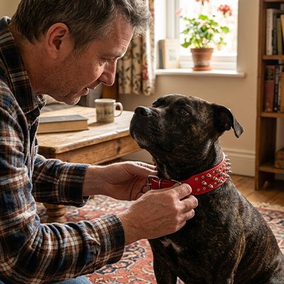 Collier a Pointe premium ajustable
rouge maître attache pour son chien