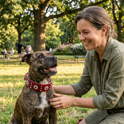 collier a pointes pour chien maître en joie
