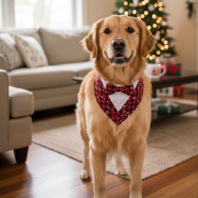 Collier Bandana Célébration flacon de neige rouge gros chien