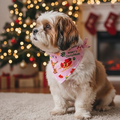 Collier Bandana joie et bonheur
 rose petit chien