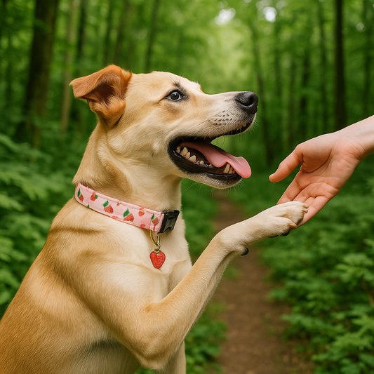 collier chien avantage foret mains