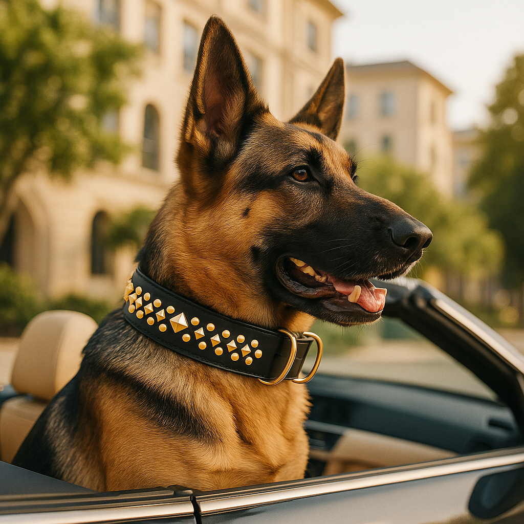 collier chien clouer noir voiture