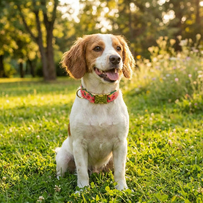 collier fluorescent chien assis confortable sur la pelouse FH CAIJIAO