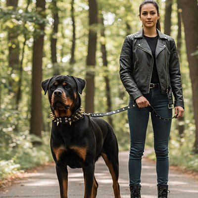Collier fluorescent Chien se promene dans la foret avec son maitre