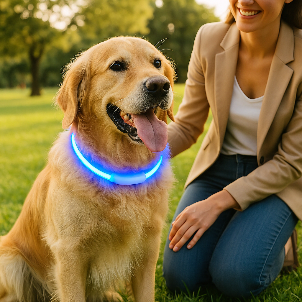collier lumineux chien regenere bleu maitre