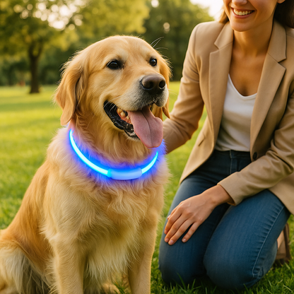 collier lumineux chien regenere bleu maitre