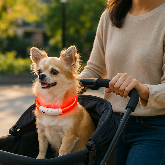 collier lumineux chien rouge poussette maitre