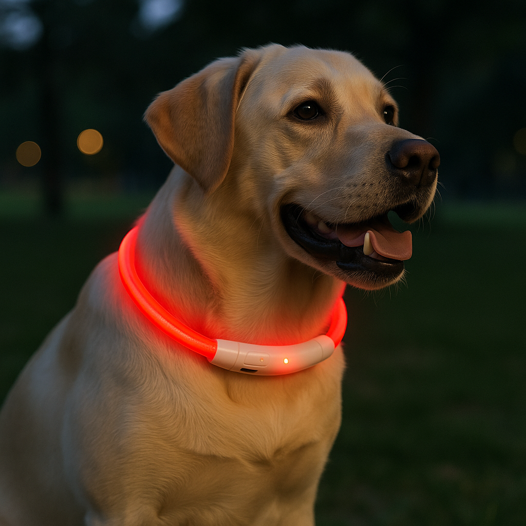 collier lumineux chien rouge 
rechargeable 