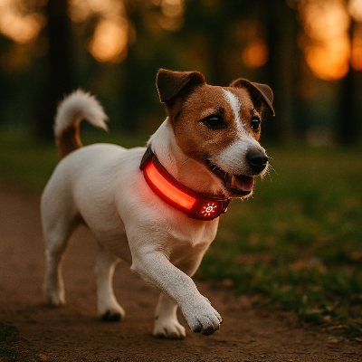 collier lumineux pour chiens marche dehors lumiere