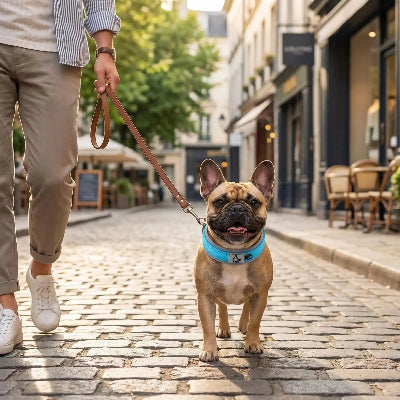 collier pour chien bien etre et confort bleu