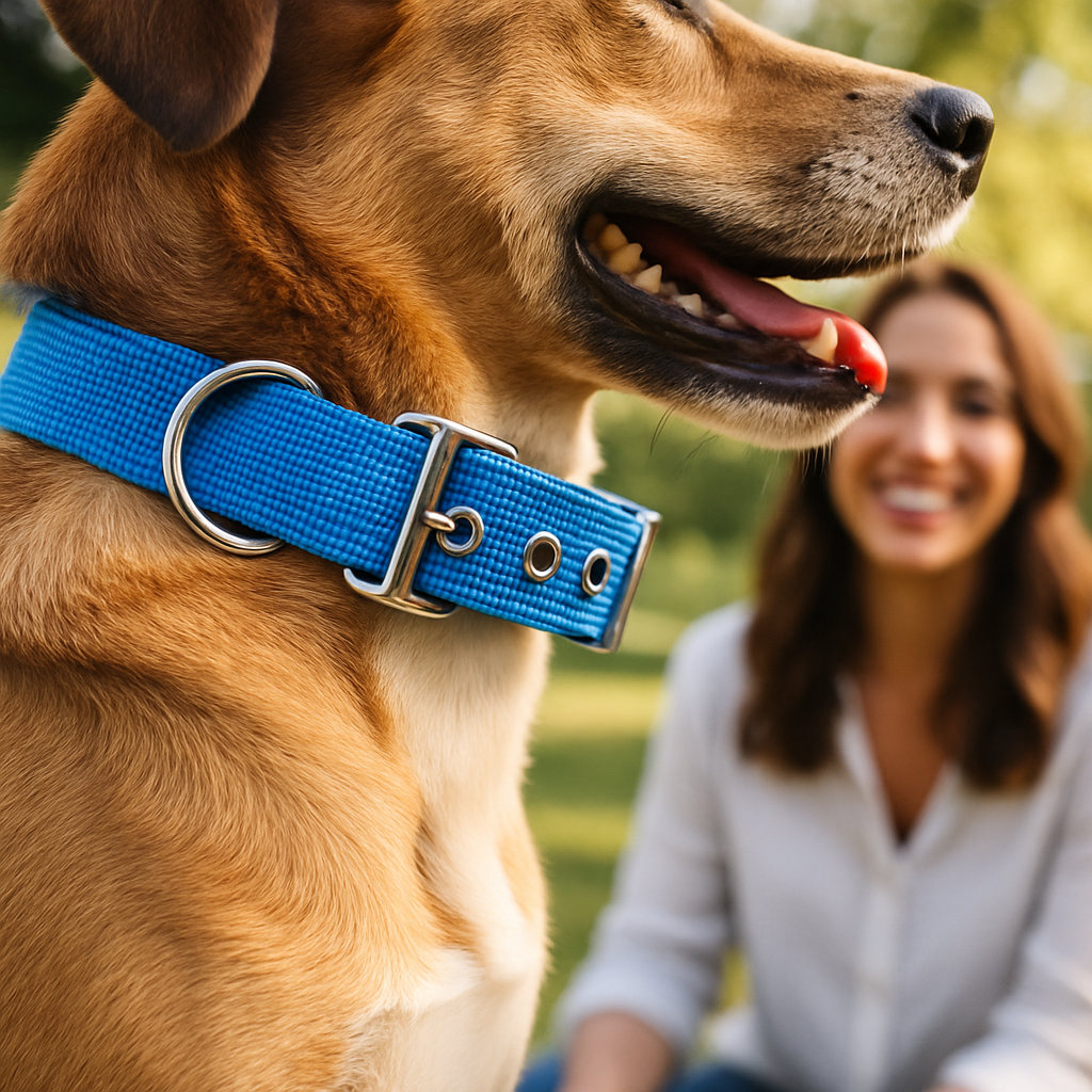 collier pour chien bleu maitre souris