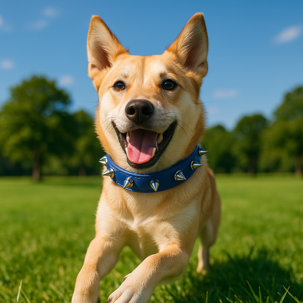 collier pour chien bleu pointe course