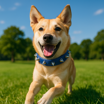 collier pour chien bleu pointe course