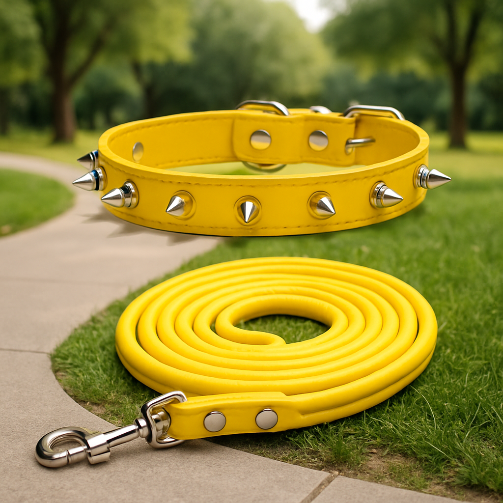 collier pour chien jaune laisse collier pelouse