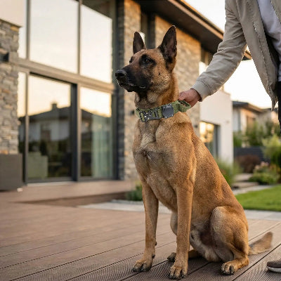 collier pour chien militaire tactique avec poignée chien assis maitre maison