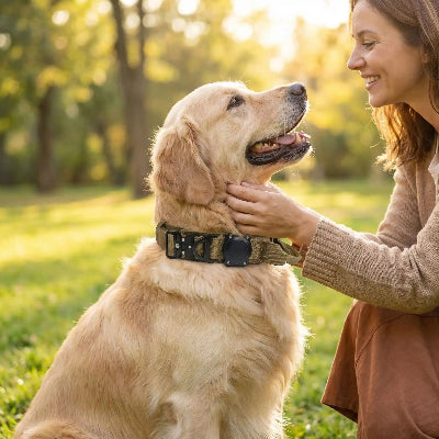 collier pour chien militaire tactique avec poignée maitre lui sourit