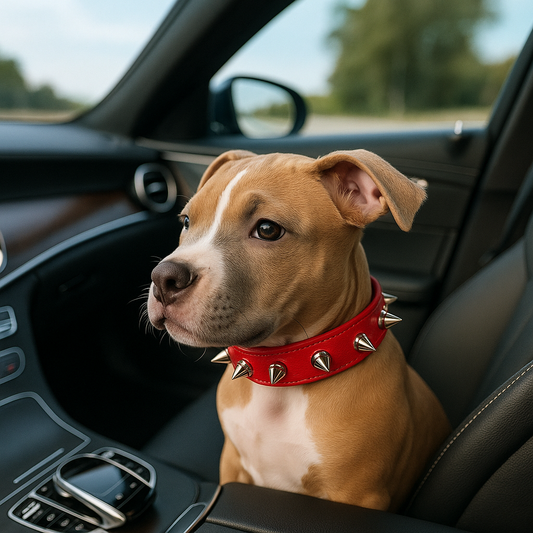 collier pour chien pointe rouge avant voiture