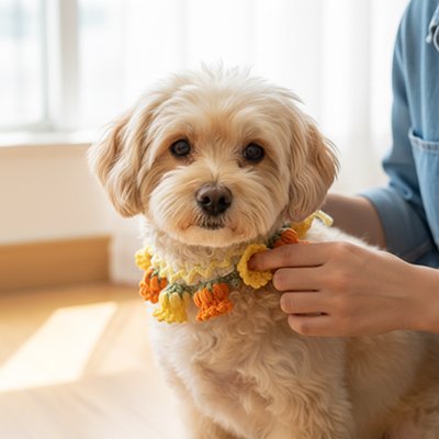 Collier pour chien résistant fleur confortable jaune petit chien
