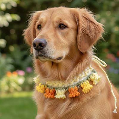 Collier pour chien résistant fleur confortable 
 jaune