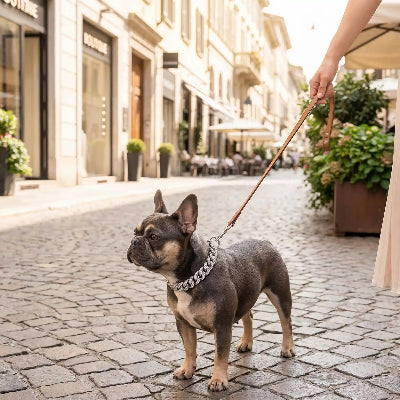 collier pour chien style robuste argent balade avec son maitre