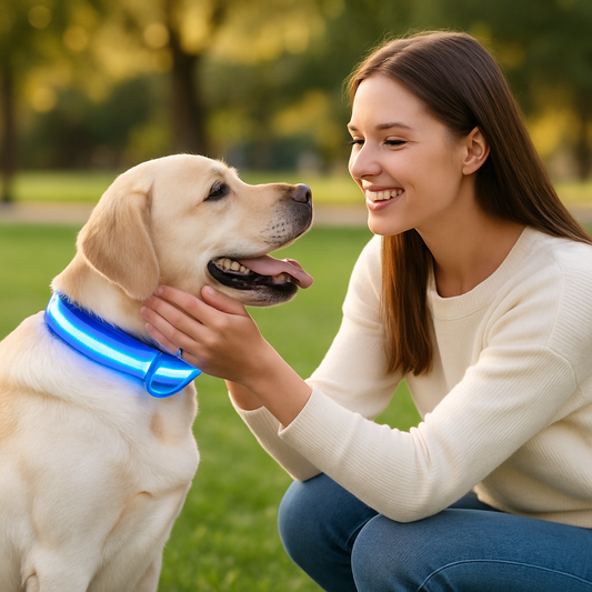 colliers lumineux pour chiens fluorescents bleute
