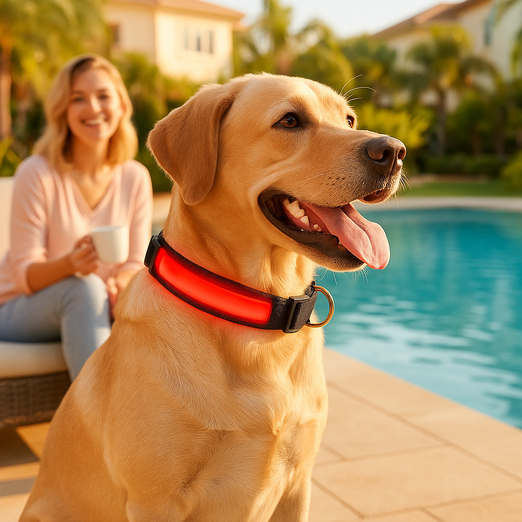 colliers lumineux pour chiens rouge piscine engagement