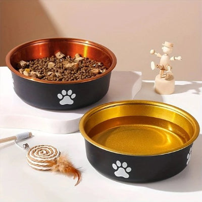 Gamelle chien antidérapante et durable doré or