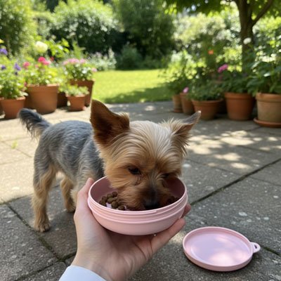 Gamelle chien durable maître donne a mangé a son chien