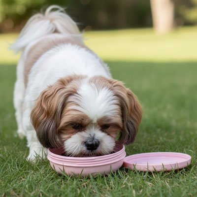 Gamelle chien durable rose chien mange