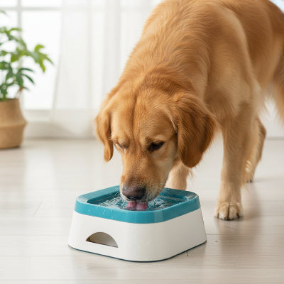 gamelle pour chien antiglisse bleu boit
