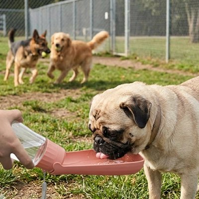 Gourde Chien résistant et sécuritaire rose chien boire de l eau