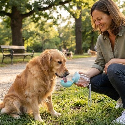 Gourde pour Chien bleu chien assis pour boire