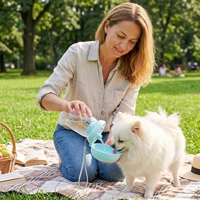 Gourde pour Chien bleu maître en picnic